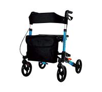 Con il deambulatore Seat Rollator, Rollator pieghevole in alluminio con seduta, 4 ruote, altezza regolabile da 8 pollici, 400 libbre, blu