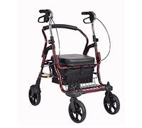 Con il deambulatore Seat Rollator, Rollator portatile pieghevole in alluminio con sedile e cestino della spesa a 4 ruote for anziani, capacità 100 kg
