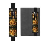 Con il girasole giallo regolabile portapenne in pelle per quaderni, riviste, calendari, tablet - fascia elastica segnalibro e portapenne