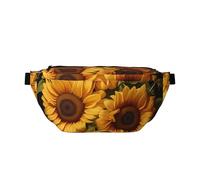 Con il marsupio a tracolla giallo con girasole. Grande capacità, impermeabile e antipolvere, cerniera sicura, adatta per viaggi e attività all'aperto., Come nella foto, Taglia unica, Zaino da