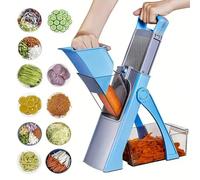 Con il tagliaverdure puoi tagliare a dadini, a fette, a strisce e a bastoncini le patate. Per tagliare carote, cetrioli e cipolle non è necessario cambiare la lama. Acciaio inossidabile