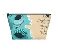 Con Immagine Di Vettore Di Conchiglie Di Mare Blu, Borsa da toilette Borsa per trucco Borsa per cosmetici Borsa da toilette da viaggio portatile