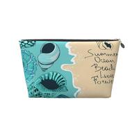 Con Immagine Di Vettore Di Conchiglie Di Mare Blu, Borsa da toilette Borsa per trucco Borsa per cosmetici Borsa da toilette da viaggio portatile