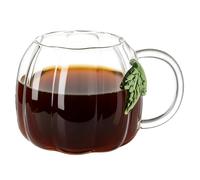 con , in trasparente + da tè autunnale | Tazza da tè in vetro trasparente a forma di zucca, 550 ml, per feste di Halloween, per caffè, latte e falò all'aperto