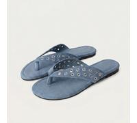 Con infradito beige decorati con diamanti, i cuscinetti per i piedi sono morbidi e confortevoli, rendendoli una scelta alla moda per i festival musicali estivi, le celebrazioni dell'Eid EUR36,EUR37,EU
