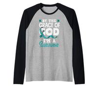 con la Grazia di Dio Sopravvissuto al Cancro cervicale Nastro Maglia con Maniche Raglan