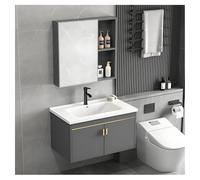 Con Lavabo E Mobile Contenitore A Specchio, Mobile Da Bagno Sospeso | Lavabo A 2 Ante Con Chiusura Ammortizzata, Set Completo Di Mobili Per Bagno/guardaroba(Grey,5036)