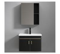 Con Lavabo E Mobile Contenitore A Specchio, Mobile Da Bagno Sospeso | Lavabo A 2 Ante Con Chiusura Ammortizzata, Set Completo Di Mobili Per Bagno/guardaroba(Black,6040)