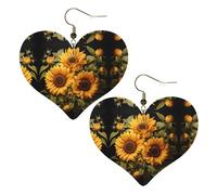 Con le stampe di girasole gialli orecchini eleganti a forma di cuore leggeri accessori da donna perfetti per feste e San Valentino.