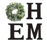 con lettere in legno per la casa, 30 cm, decorazione rustica da parete, decorazione da parete con eucalipto, arte botanica da parete per ingresso, appartamento, elegante insegna in legno per url