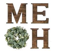 con lettere in legno per la casa, taglio in legno di pino massiccio, decorativa da parete per interni, elemento shabby chic per il soggiorno, intestazione con botanica moderna
