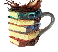 con libro dipinto, in dipinto 3D, per lettura e caffè, per donne, lettori, bibliotecarie, insegnanti, casa, biblioteca, ufficio, viaggi, tè, latte, acqua, succo