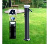 con Luce LED Solare, Rubinetto da Esterno antigelo, Rubinetto da Giardino Indipendente, idrante a palo, Rubinetto Corto + Pistola a spruzzo - 104 cm (con Doppio Rubinetto + Pistola a spruzzo)