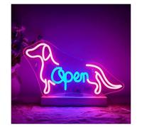 con Luce per Decorazione e Atmosfera Insegna al Neon A Forma di Bassotto Aperto LED Luce Dimmerabile Decorazione della Parete della Stanza per Affari Negozio di Animali Bar Club 40.5cmx23cm