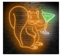 con Luce per Decorazione e Atmosfera Insegna Al Neon A Forma Di Scoiattolo Martini, Cocktail, Luce A LED, Bar, Pub, Casa Degli Animali, Decorazione Da Parete, Vetrina, Ingresso Aziendale, 70cm