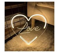 con Luce per Decorazione e Atmosfera Insegne Al Neon A Forma Di Cuore Alimentate Tramite USB, Luminosità Regolabile, Lettere Intagliate, Luci Al Neon Adatte Per Decorazioni Da Parete(26.6cmx30cm)