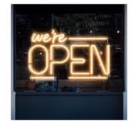 con Luce per Decorazione e Atmosfera Insegne Al Neon Artistiche Sospese "We're Open" Luce Notturna A LED Dimmerabile USB Per Negozi, Ristoranti, Negozi, Decorazioni Da Parete 40cmx25cm(Warm White)