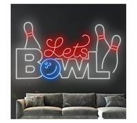con Luce per Decorazione e Atmosfera Insegne Al Neon Let's Bowling Alimentate Tramite USB, Luminosità Regolabile Luci Al Neon Aziendali Let's Bowl Adatte Per Decorazioni Murali Da Negozio(80CM)