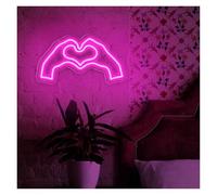 con Luce per Decorazione e Atmosfera Luce Al Neon Con Gesto Del Cuore Della Mano Alimentata Tramite USB, Adatta Per Camere Da Letto, Decorazioni Murali Per Feste, Luce Al Neon D'amore 19.5cmx35cm