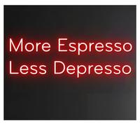 con Luce per Decorazione e Atmosfera "More Espresso Less Depresso"Insegna Al Neon Con Nome Della Caffetteria, Luce LED, Decorazione Da Parete Per Vetrina, Ingresso Aziendale, 60cm