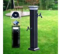 con Luce Solare a LED, Rubinetto da Esterno antigelo, Rubinetto da Giardino Indipendente, idrante a palo, Rubinetto Corto + Pistola a spruzzo - 104 cm (con Doppio Rubinetto + Pistola a spruzzo)