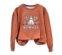 con maniche lunghe, girocollo, grande maglione con motivo di Halloween, con stampa e felpa da donna, Colore: rosa., M