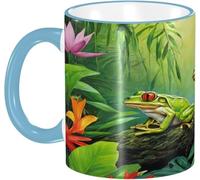 con manico Tazze da Tè Sky Many Frogs Sing on The Branches Summer Butterflies Lake Water Tazza Da Caffe Stampata Ceramica Mugs per caffè e Tè Compleanno 330ml