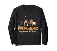 con Mi Burrito sabanero Divertente Spagnolo Feliz Navidad Maglia a Manica