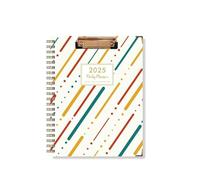Con morsetto for piastra 2025 Agenda inglese giornaliera A4 a fogli mobili Calendario Blocco note Piano settimanale pratico(Style 03)
