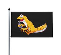 Con Occhielli Bandiera Cute Gecko Lizard Drinking Water Bandiere Da Giardino Personalizzata Bandierine Della Decorazione Per Decorazione Celebrazione Esterno 90X150Cm