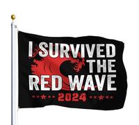 Con Occhielli Bandiera Pirata I Survived The Red Wave 2024 Bandiere Da Balcone Personalizzata Bandierine Della Decorazione Per Esterno Giardino Bar 90X150Cm