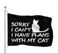 Con Occhielli Bandiera Sorry I Can'T I Have Plans With My Cat Bandiere Doppia Cucitura Striscioni Di Bunting Per Decorazione Parata Bar 90X150Cm