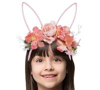 con Orecchie di Coniglio - Accessorio per la Testa con Fiori - Fascia Di Pasqua Con Orecchie Di Coniglio | Per Feste Di Natale Festa Di Halloween Giorno Di San E Per Costumi Da Donna E Per