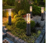 Con Piedistallo Piantana Lampada Patio Acciaio Inox Rame 1 Fiamma H 45 CM 4x