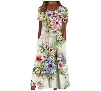 con Scollo Rotondo Schiena con Cerniera Invisibile Vestiti Cotone Donna Abito Floreale Elegante Sportivo Cerimonia Donna Forti Sconti 90 per Cento Chic Sexy Vestito Spiaggia Verde Menta L