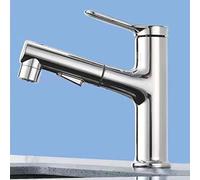 con spruzzatore a trazione, Tre Motivi Flusso, Foro lavandino Bagno, Maniglia Singola in Ottone Rubinetto del Bacino di vanità per Acqua Calda e Fredda, Cromo