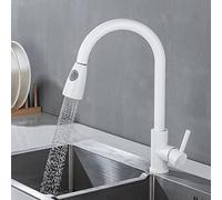 con spruzzatore Verso Il Basso, rubinetti tiro in Acciaio Inossidabile, a Manico Rubinetto da Cucina Singolo, Bianco