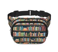 con stampa di libri e topo di biblioteca, ideale per viaggi, escursioni e sport all'aria aperta, con tracolla regolabile.