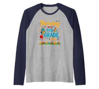 con Successo nella mia 4a Classe Maglia con Maniche Raglan, Uomo, Navy/Grigio (Athletic Heather), XXL