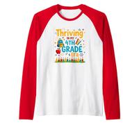 con Successo nella mia 4a Classe Maglia con Maniche Raglan, Uomo, Rosso/Bianco, XL