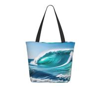 Con Tasca Interna Borsa Shopper Clear Wave Shopping Bag Casual Borsa Tote Tracolla Per Shopping, Scuola, Regali, 40X50X15Cm