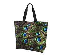 Con Tasca Interna Borsa Tote Bag Fresh Peacock Borsa Shopper Ecosostenibile Borsa Stoffa Shopper Per Regali, Scuola, Palestra, 40X50X15Cm