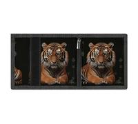 Con Tiger And Paws Portafoglio a tre ante per uomo e donna con blocco RFID, sottile, 8 scomparti per carte, 1 scomparto per banconote e 1 finestra per documenti, portafogli tascabili, tasca per mone