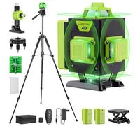 【con Treppiede】Verde Livella Laser Autolivellante 4x360 °, 16 Linee Livello Laser per La Progettazione Interna, Telecomando, 2 * batterie