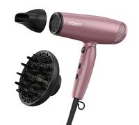 Conair - Asciugacapelli con diffusore e manico pieghevole, adatto per viaggi, asciugacapelli radiance Boost per meno crespo, più lucentezza e capelli irresistibilmente setosi, con diffusore e