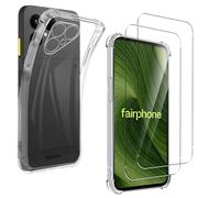 CONAPIKA Custodia per Fairphone 6/Fairphone 6+ con 2 pellicole protettive | Morbido TPU Ultra Sottile Silicone Angolo Paraurti Airbag Goccia Protezione Antiurto Antigraffio Copertura Trasparente