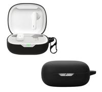 CONAPIKA Custodia protettiva in silicone per JBL Wave Flex 2, ultra sottile, morbida e flessibile, antiurto, sottile, lavabile, anti-perdita, con moschettone, colore nero
