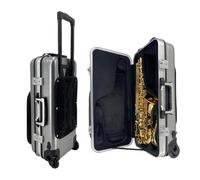 Conboxus Custodia per sassofono contralto con ruote, in fibra di carbonio, borsa trolley con borsa per spartiti, maniglia/tracolla, borsa per il trasporto di accessori per sassofono