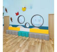 Concatenazione divani con schienale a forma onda for l'area riposo nella scuola materna e nell'istituto formazione for genitori e figli Aula danza nella sala attività Museo scienze(120x60x72cm)