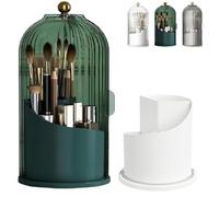 Concealed Toothbrush Holder, Sliding Lid Toothbrush Organizer, Toothbrush Holders with Cover, Rotating Makeup Brush Holder with Lid, Make Up Brush Holder Organizer (Green)